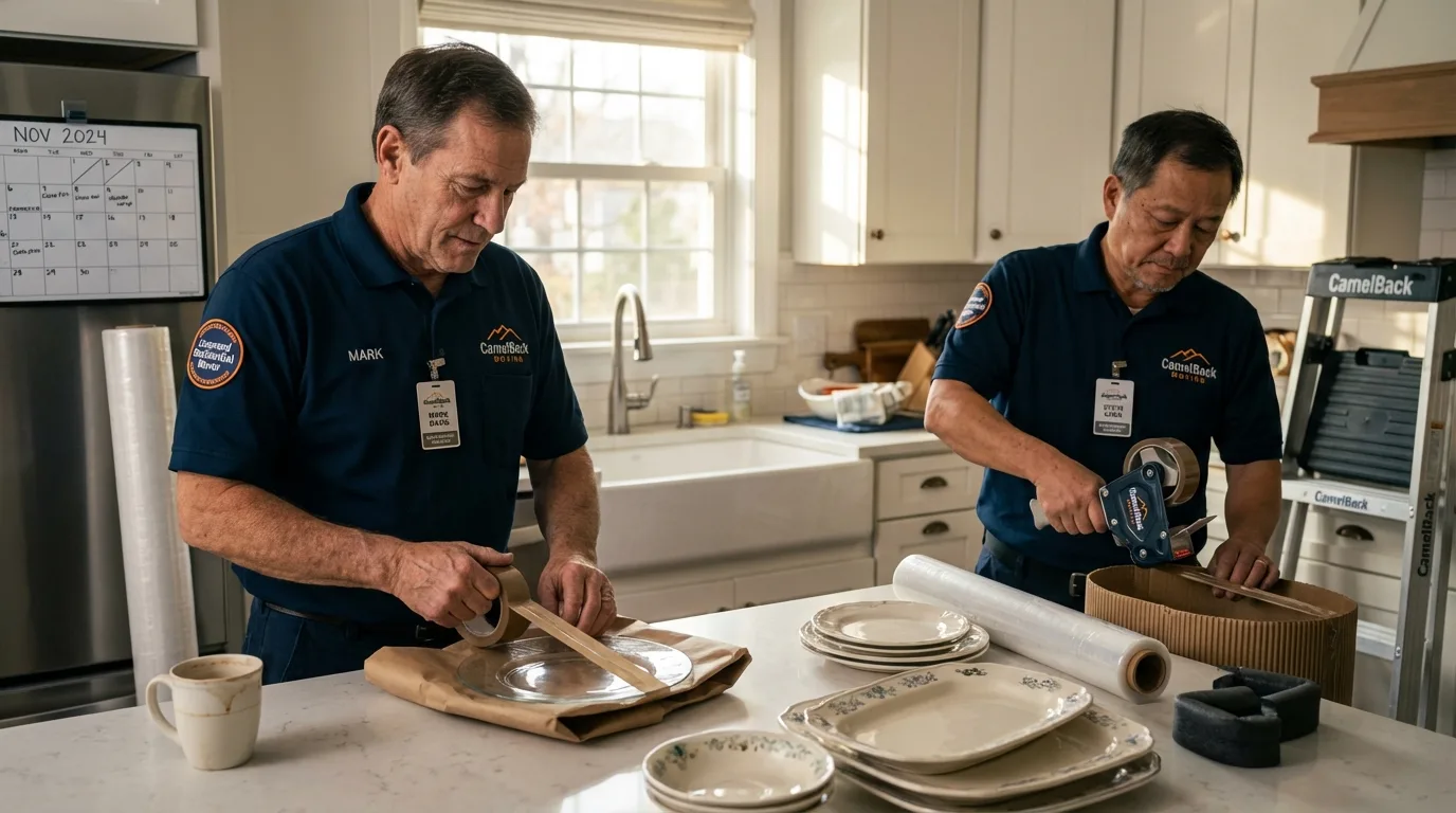 Professional crew packing kitchen dishware in Bolingbrook, IL